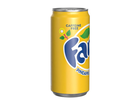 Fanta Pineapple Drink Can Sleek 250ml 04 3D Model