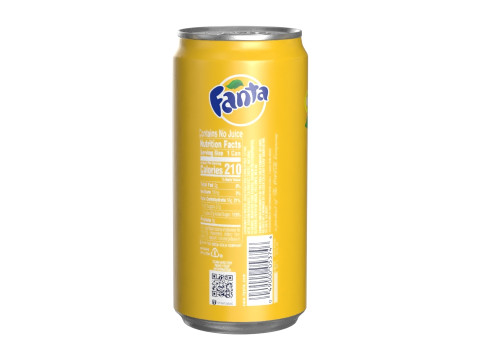 Fanta Pineapple Drink Can Sleek 250ml 04 3D Model
