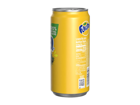 Fanta Pineapple Drink Can Sleek 250ml 04 3D Model