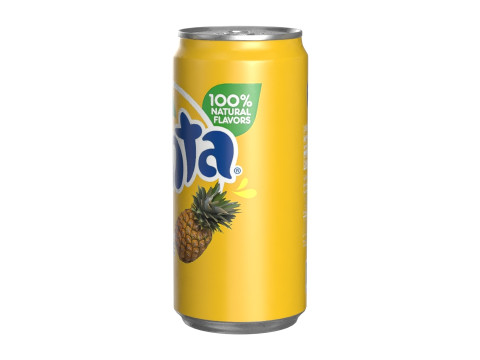 Fanta Pineapple Drink Can Sleek 250ml 04 3D Model