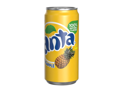 Fanta Pineapple Drink Can Sleek 250ml 04 3D Model