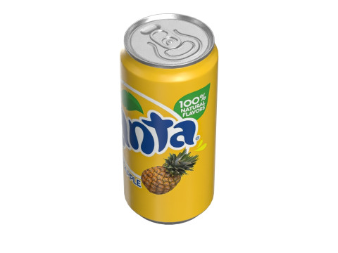 Fanta Pineapple Drink Can Sleek 250ml 04 3D Model