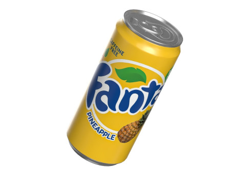 Fanta Pineapple Drink Can Sleek 250ml 04 3D Model