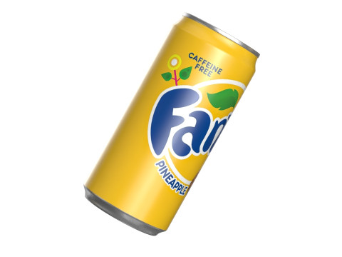 Fanta Pineapple Drink Can Sleek 250ml 04 3D Model