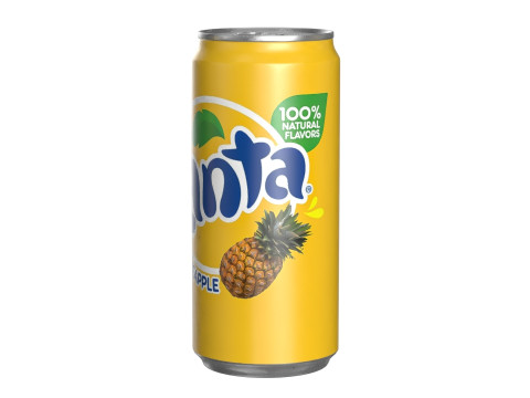 Fanta Pineapple Drink Can Sleek 270ml 05 Model 3D