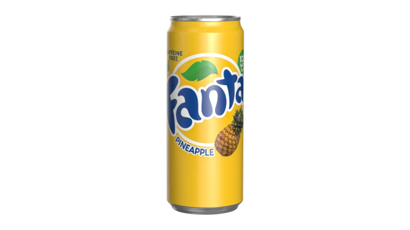Fanta Pineapple Drink Can Sleek 310ml 06 3D Model .c4d .max .obj .3ds .fbx .stl .blend 