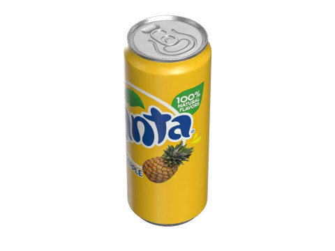 Fanta Pineapple Drink Can Sleek 310ml 06 3D Model