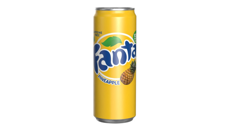 Fanta Pineapple Drink Can Sleek 330ml 07 3D 模型 .c4d .max .obj .3ds .fbx .stl .blend 