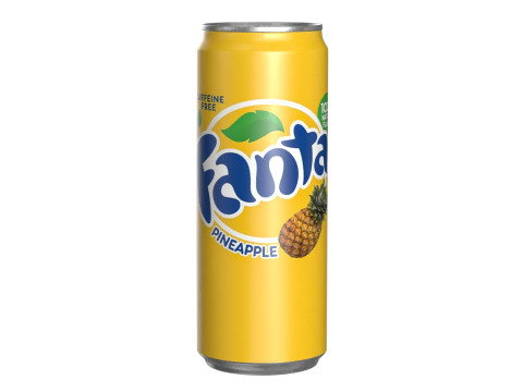 Fanta Pineapple Drink Can Sleek 330ml 07 3D Model
