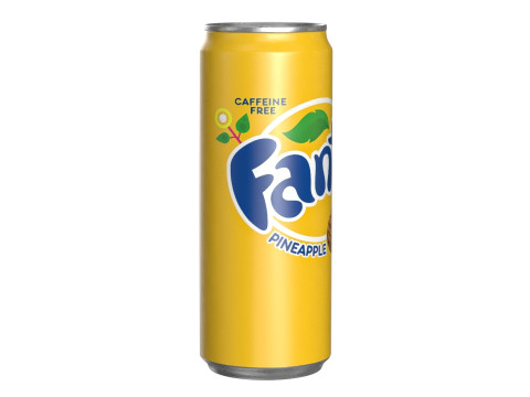 Fanta Pineapple Drink Can Sleek 330ml 07 3D 模型