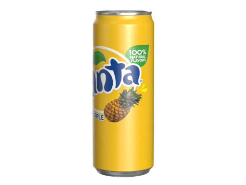Fanta Pineapple Drink Can Sleek 330ml 07 3D 模型