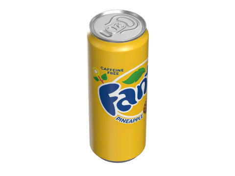 Fanta Pineapple Drink Can Sleek 330ml 07 3D 模型
