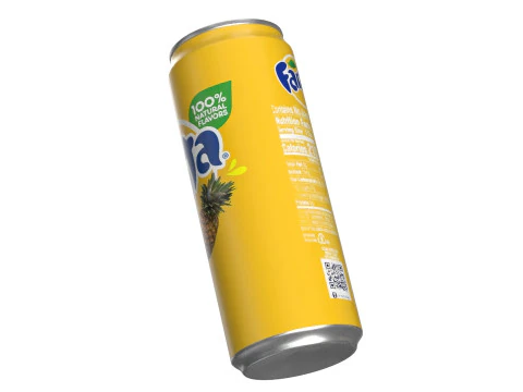 Fanta Pineapple Drink Can Sleek 330ml 07 3D Model