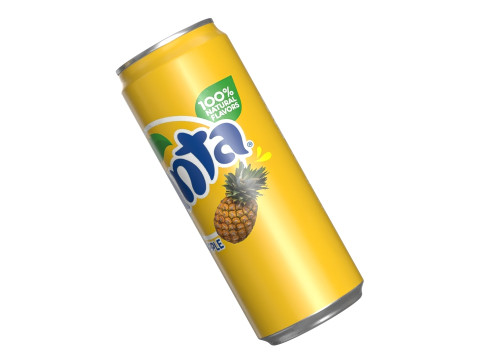 Fanta Pineapple Drink Can Sleek 330ml 07 3D 模型