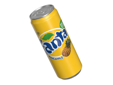 Fanta Pineapple Drink Can Sleek 330ml 07 3D 模型
