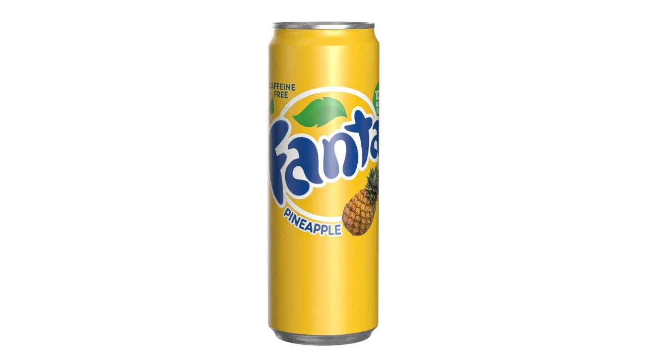 Fanta Pineapple Drink Can Sleek 355ml 08 3D Model .c4d .max .obj .3ds .fbx .stl .blend 
