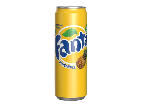 Fanta Pineapple Drink Can Sleek 355ml 08 3D Model
