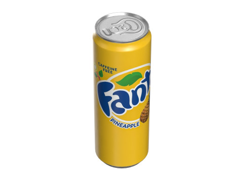 Fanta Pineapple Drink Can Sleek 355ml 08 Model 3D