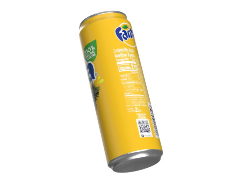 Fanta Pineapple Drink Can Sleek 355ml 08 Model 3D