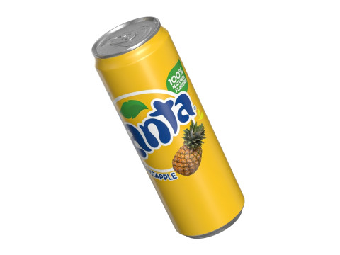 Fanta Pineapple Drink Can Sleek 355ml 08 Model 3D
