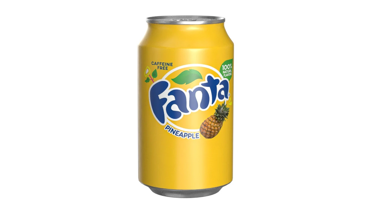FFanta Pineapple Drink Can 330ml 10 3D Model .c4d .max .obj .3ds .fbx .stl .blend 