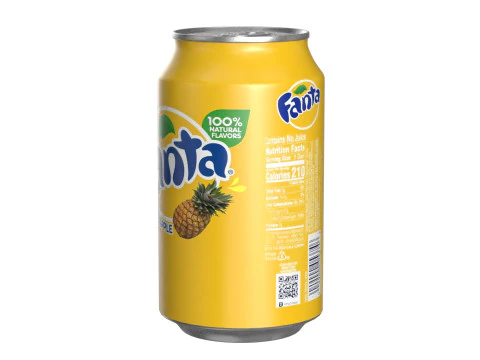 FFanta Pineapple Drink Can 330ml 10 3D Model