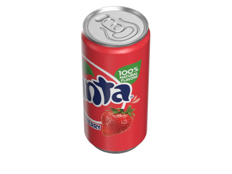 Fanta Strawberry Drink Can Slim 190ml 01 Model 3D
