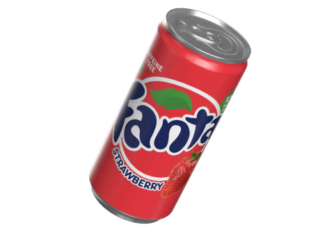 Fanta Strawberry Drink Can Slim 190ml 01 Model 3D