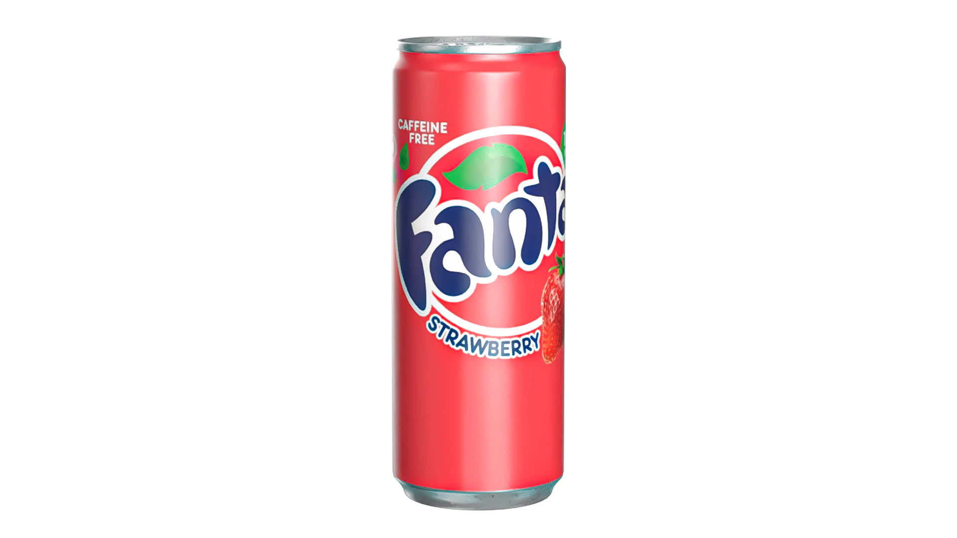 Fanta Strawberry Drink Can Slim 250ml 02 3D Model .c4d .max .obj .3ds .fbx .stl .blend