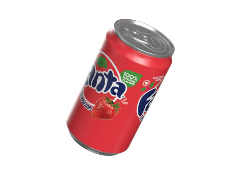 Fanta Strawberry Drink Can Sleek 200ml 03 Model 3D
