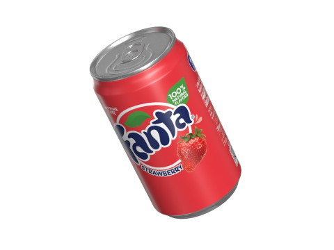 Fanta Strawberry Drink Can Sleek 200ml 03 Model 3D