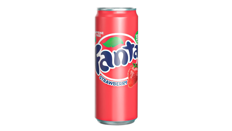 Fanta Strawberry Drink Can Sleek 330ml 07 3D Model .c4d .max .obj .3ds .fbx .stl .blend 