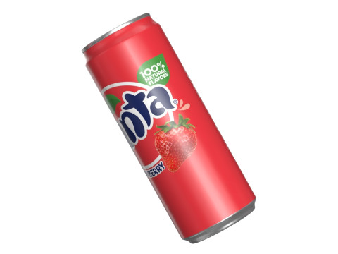 Fanta Strawberry Drink Can Sleek 330ml 07 3D Model