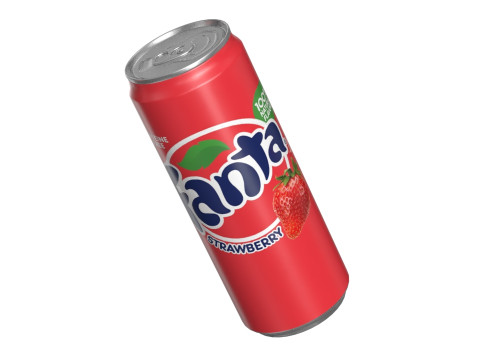 Fanta Strawberry Drink Can Sleek 330ml 07 3D Model