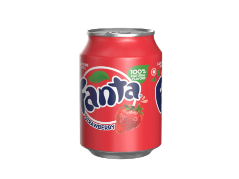 Fanta Strawberry Drink Can 250ml 09 3D-Modell