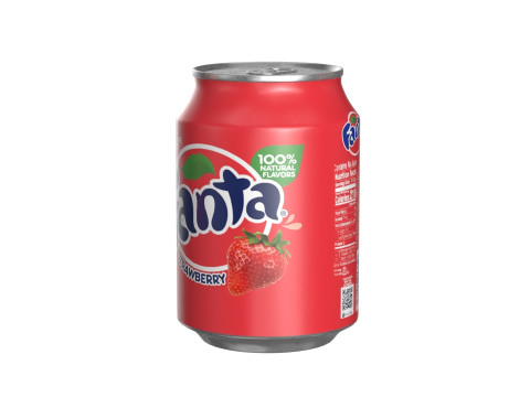 Fanta Strawberry Drink Can 250ml 09 3D-Modell