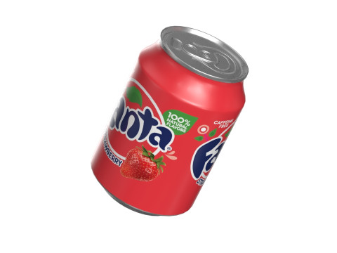 Fanta Strawberry Drink Can 250ml 09 3D-Modell