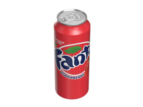 Fanta Strawberry Drink Can 500ml 14 3Dモデル