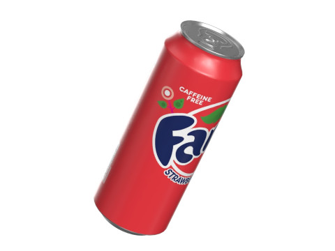 Fanta Strawberry Drink Can 500ml 14 3Dモデル