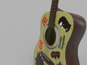 guitar with stickers 3D Model