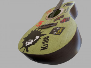 guitar with stickers 3D Model