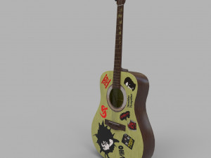 guitar with stickers 3D 모델