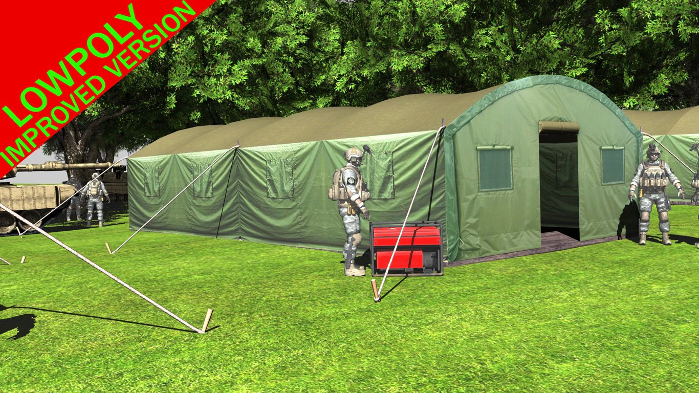 military tent 3D Model .c4d .max .obj .3ds .fbx .stl .blend