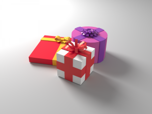 christmas giftboxes with bows low-poly 3D 모델