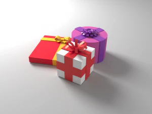 рождественские подарочные коробки с бантами низкополигональная 3D Модель
