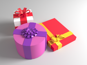 christmas giftboxes with bows low-poly 3D मॉडल
