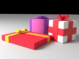 christmas giftboxes with bows low-poly 3D मॉडल