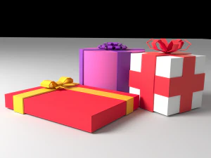 christmas giftboxes with bows low-poly 3D Model