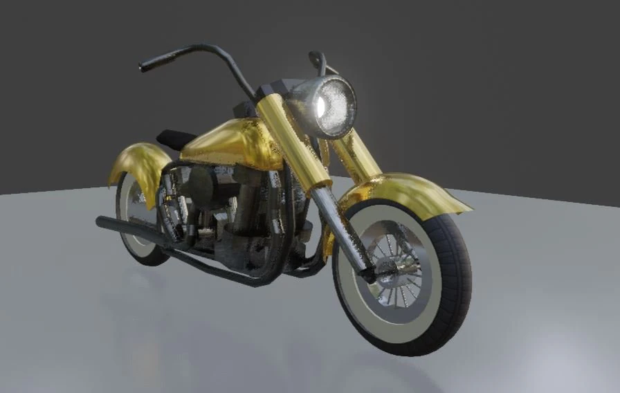 realistic gold motorcycle 3D Model .c4d .max .obj .3ds .fbx .stl .blend 