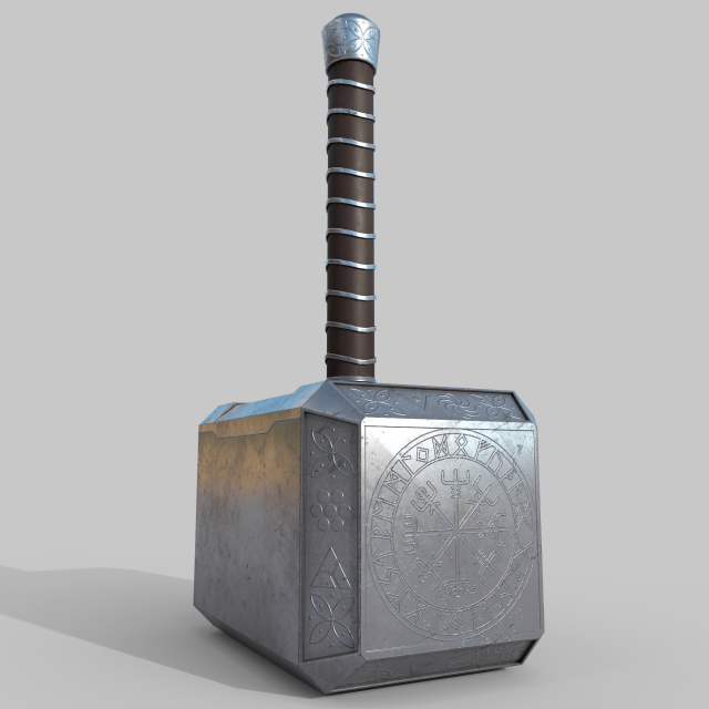 Thors hammer 3D Model .c4d .max .obj .3ds .fbx .stl .blend 